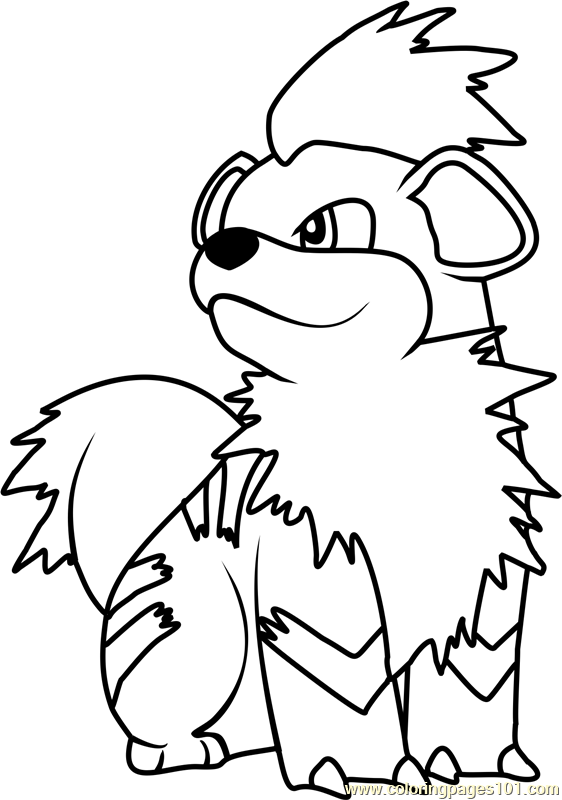 562x800 Growlithe Pokemon Coloring Page
