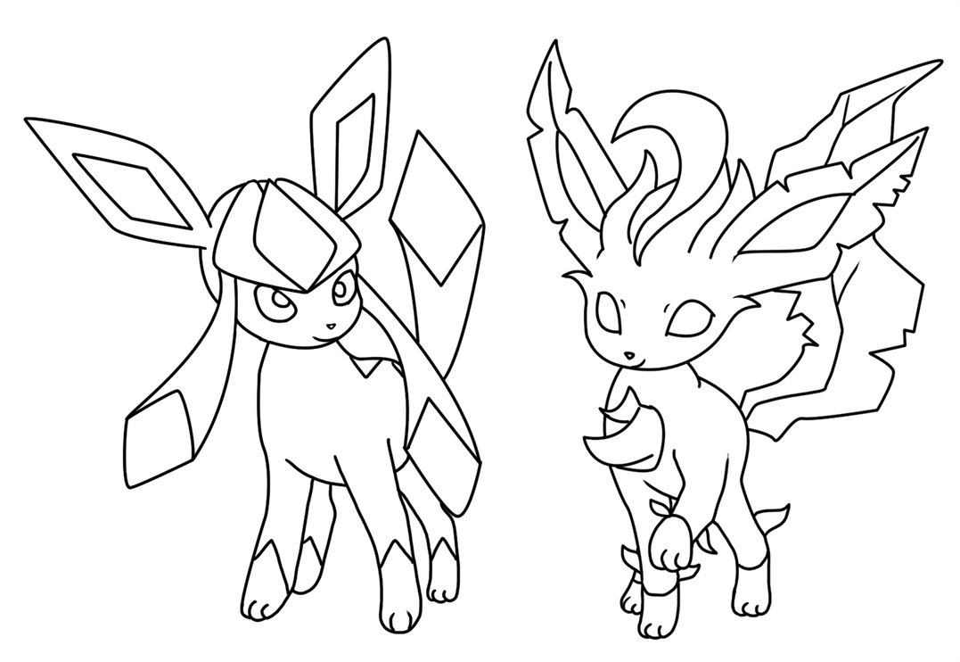 1077x742 Glaceon And Leafeon Coloring Page By Bellatrixie White