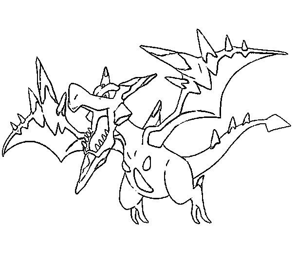 608x550 Coloring Page Mega Evolved Pokemon Mega Aerodactyl 142 142