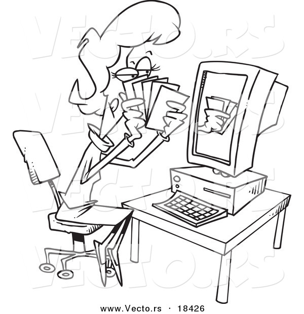 600x620 Vector Of A Cartoon Woman Playing Poker Online