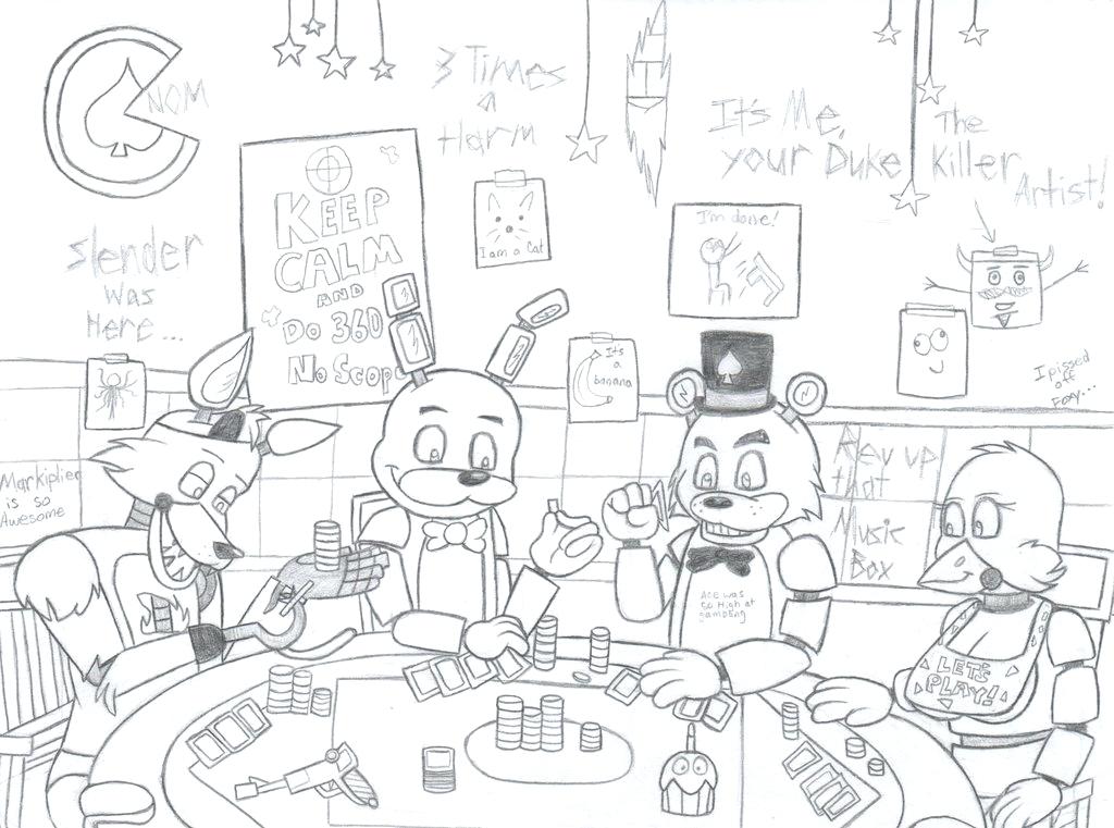 1024x761 Five Nights At Freddys Coloring Or Five Poker Nights At By Friday