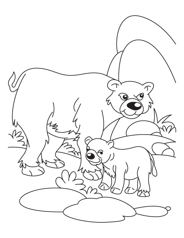 612x792 Cub With His Father Bear Waiting For Mother Bear Coloring Page