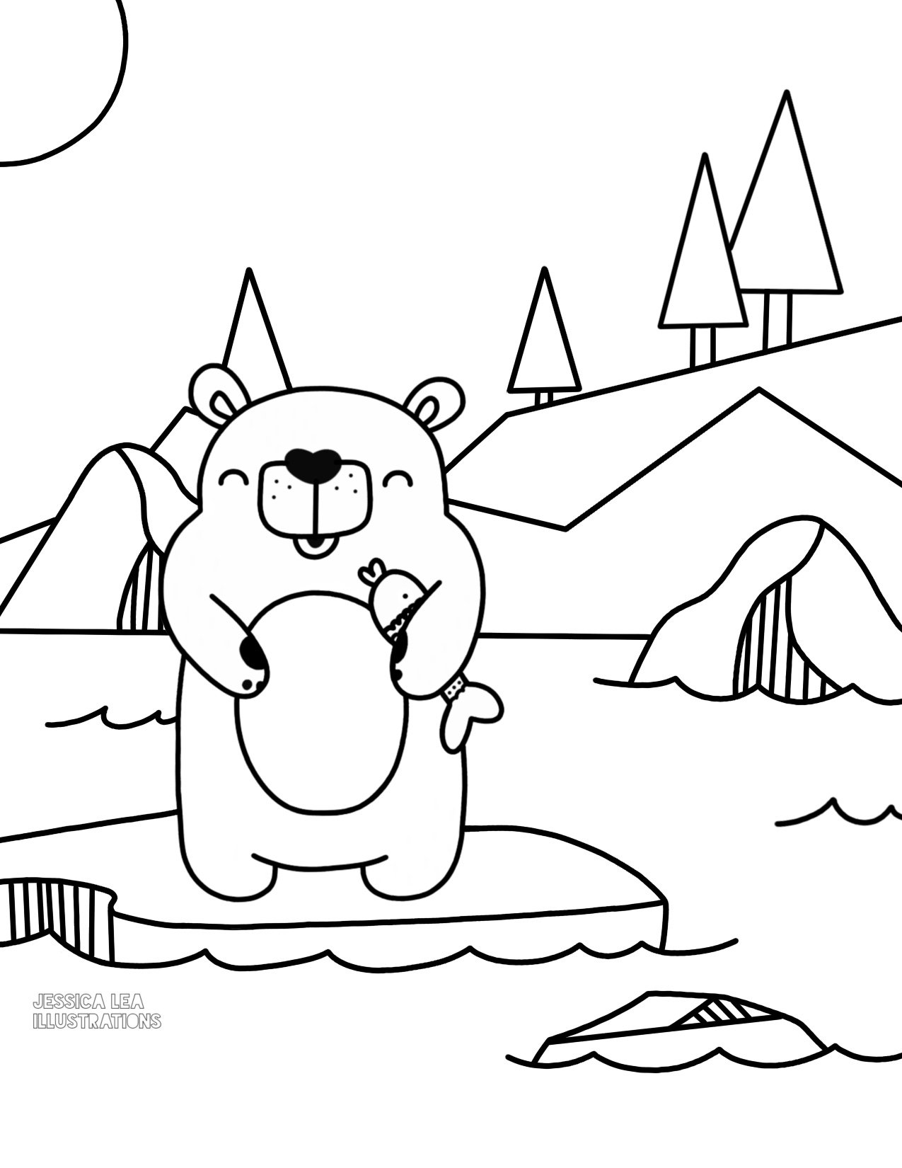 1275x1650 Barry P. White Polar Bear Printable Coloring Page
