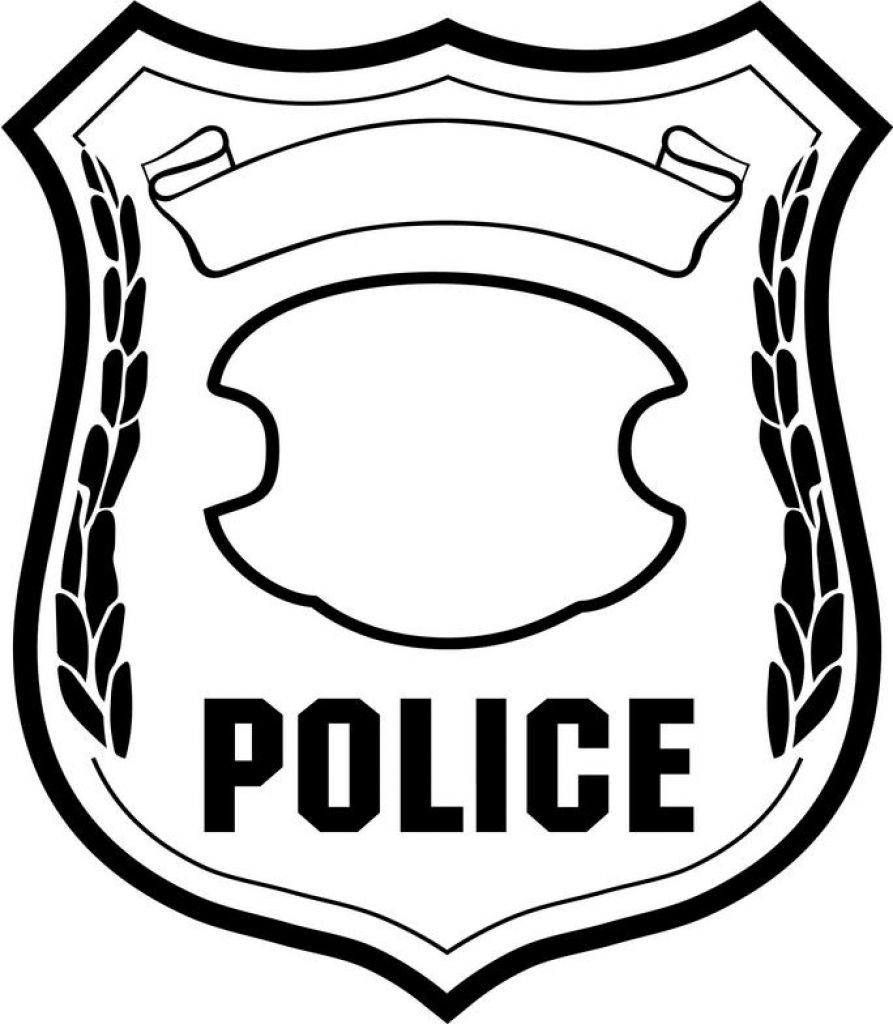 893x1024 Police Officer Badge Coloring Page