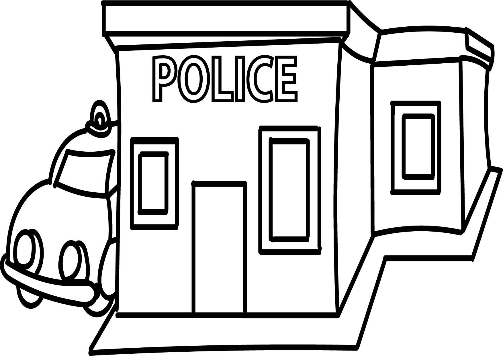 1755x1242 Library Building Black And White Police Station Coloring Page