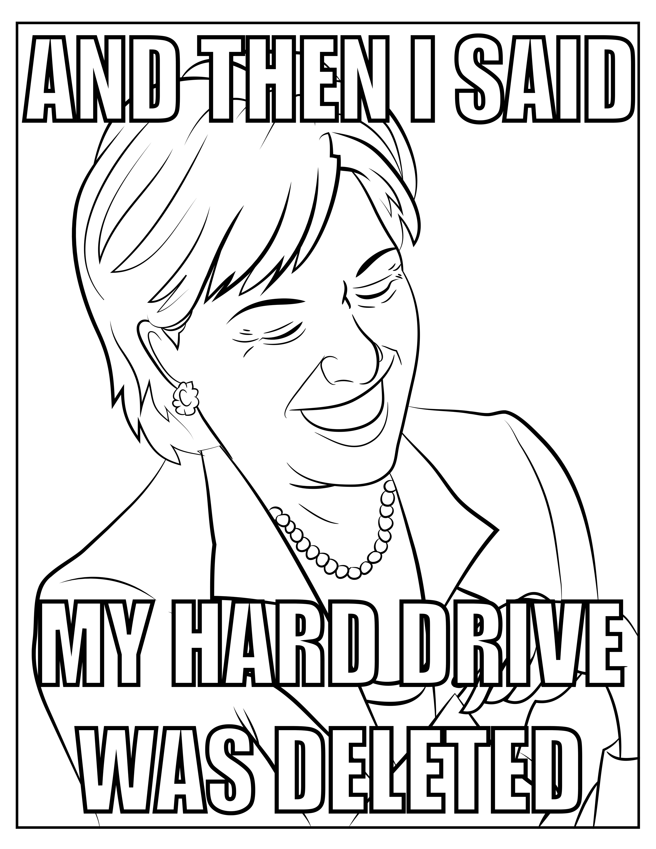 2550x3300 Funny Hillary Clinton Meme Coloring Page For Adults