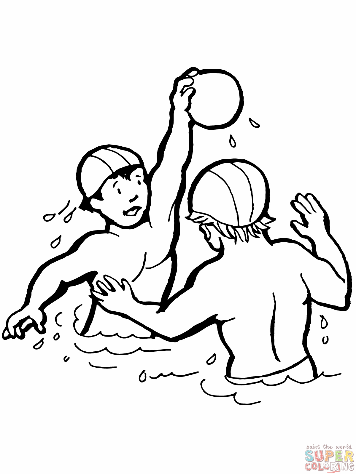 1200x1600 Kids Playing Water Polo Coloring Swimming Water