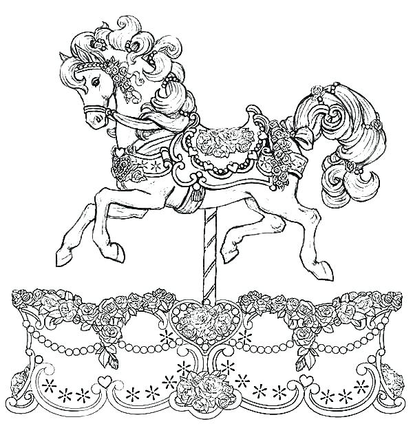 600x648 Carousel Horse Coloring Page Horses Coloring Pages Printable Also