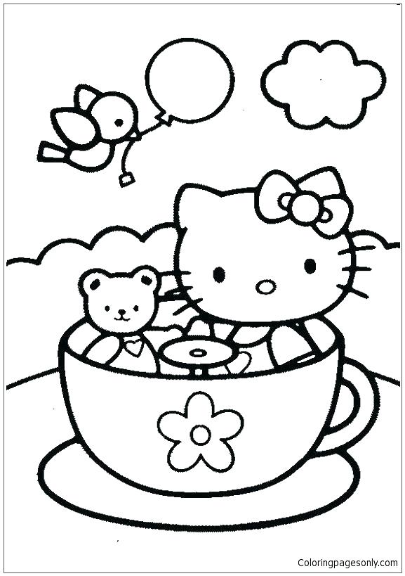 577x819 Yorkie Coloring Pages Cup Coloring Page Hello Kitty And Teddy Bear