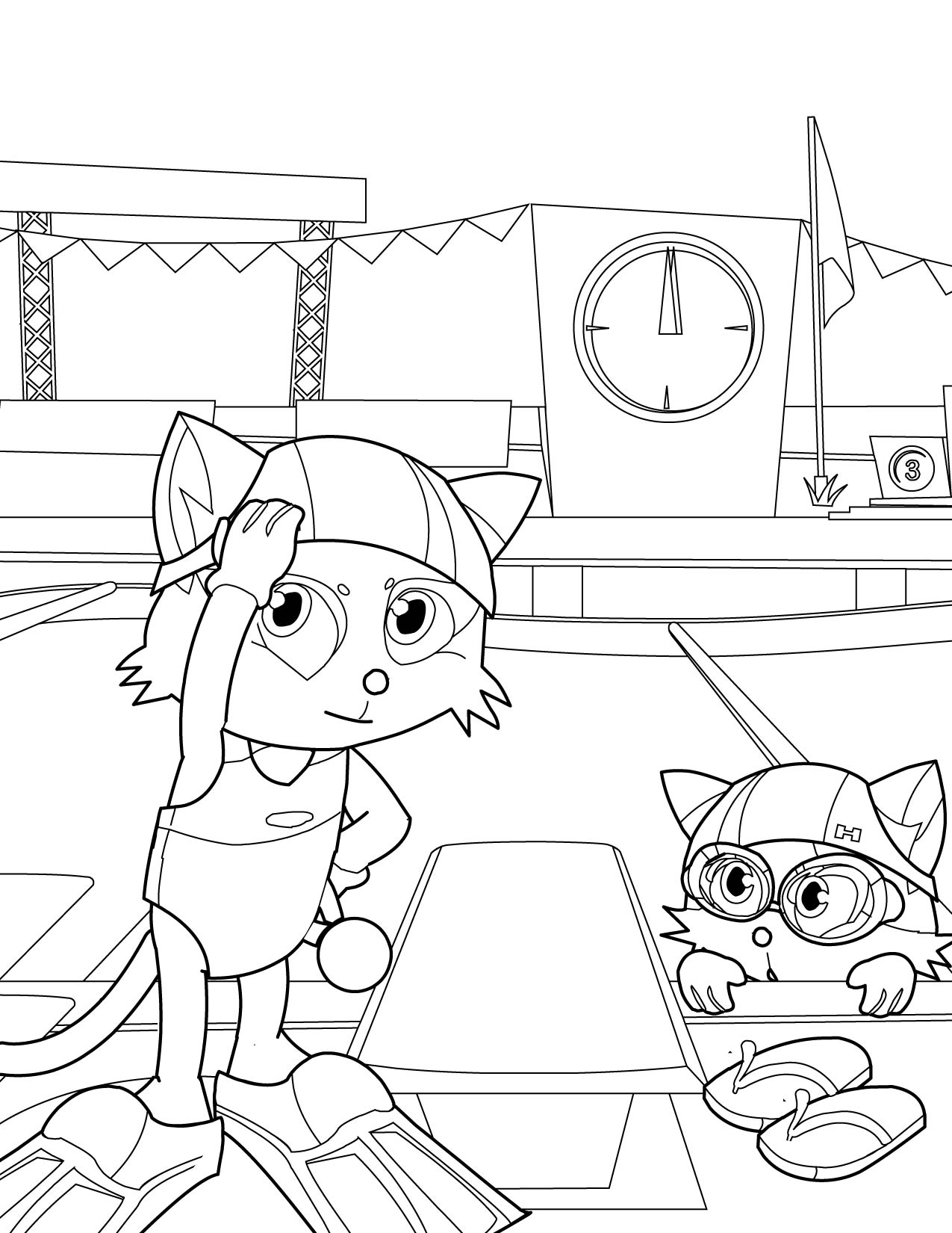 1275x1650 Swimming Coloring Page