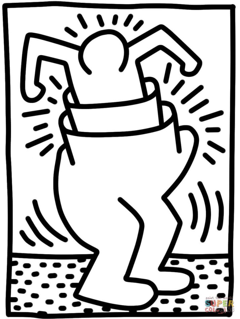 770x1024 Pop Shop Figure By Keith Haring Painting Coloring Page