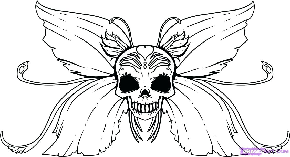 1132x613 Skull Coloring Pages How To Draw People A Skull Fairy Step By