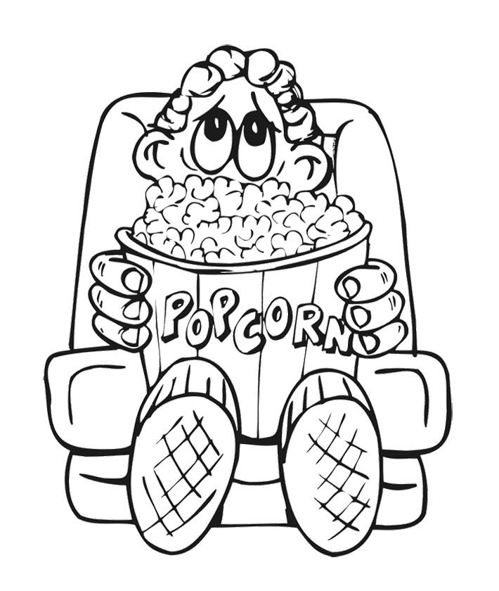 710x840 The Boy And Big Popcorn Coloring Page For Kids Kids Coloring