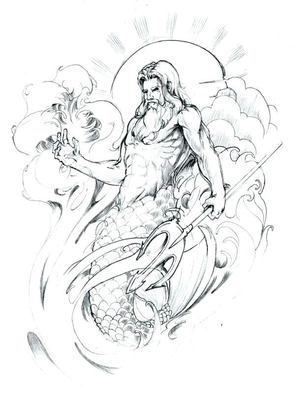 600x824 Poseidon Coloring Pages Tattoo Sleeve Element By On Tattoo Sleeve