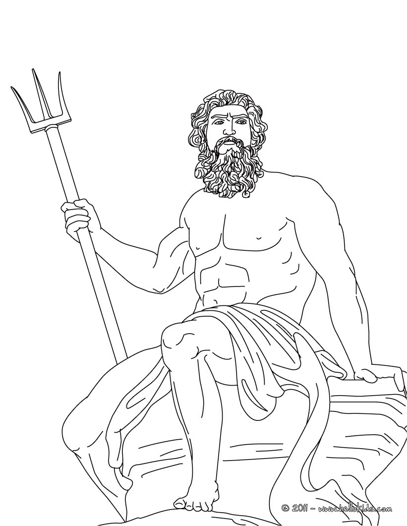 821x1061 Poseidon The Greek God Of The Sea Coloring Pages