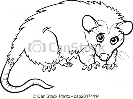 450x335 Opossum Coloring Pages Opossum Animal Cartoon Coloring Book Vector