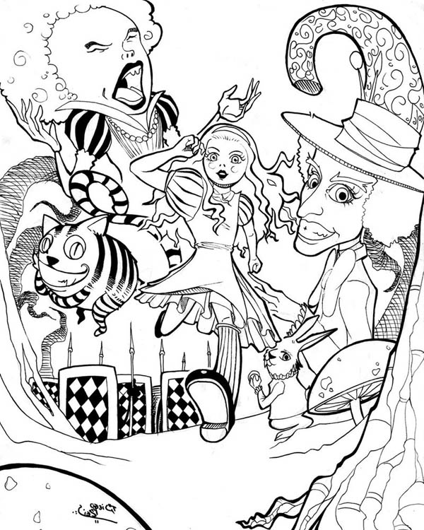 600x750 Alice In Wonderland Poster Coloring Page Alice In Wonderland