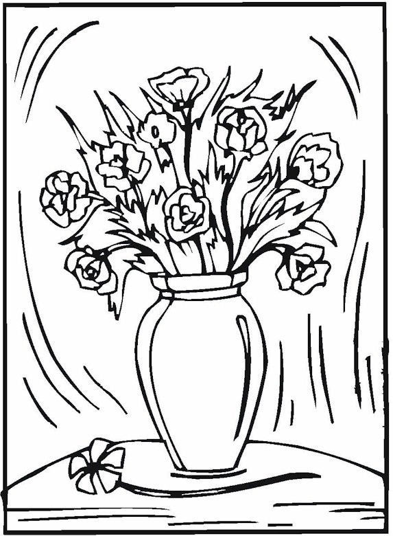 573x780 Coloring Pages Flowers In Vase New Vase Amp Pottery Coloring Page