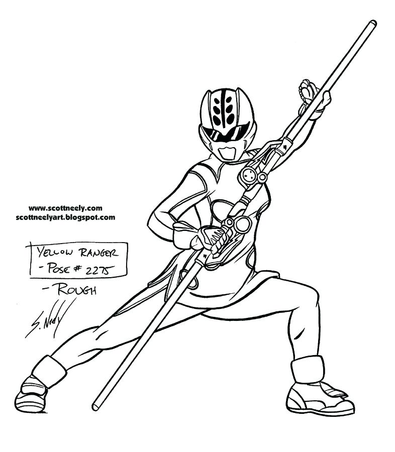 786x900 Power Rangers Jungle Fury Coloring Pages Yellow Ranger Pose Power