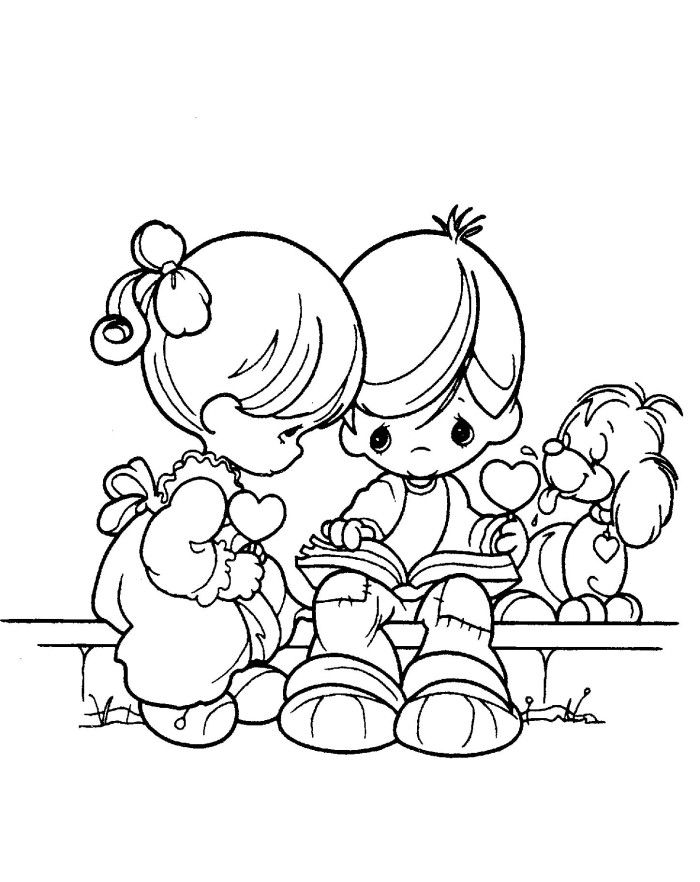 700x882 Precious Moments Boy And Girl Reads Book Coloring Pages