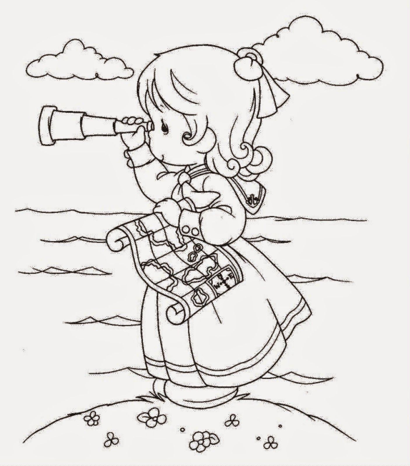 1406x1600 Beautiful Precious Moments Girl Coloring Page For Kids Of A Cute