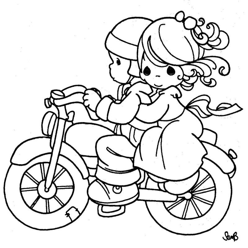 800x800 Coloring Pages Couple In A Motorcycle