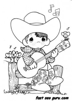 242x338 Precious Moments Boy Playing Guitar Cowboy Coloring Pages