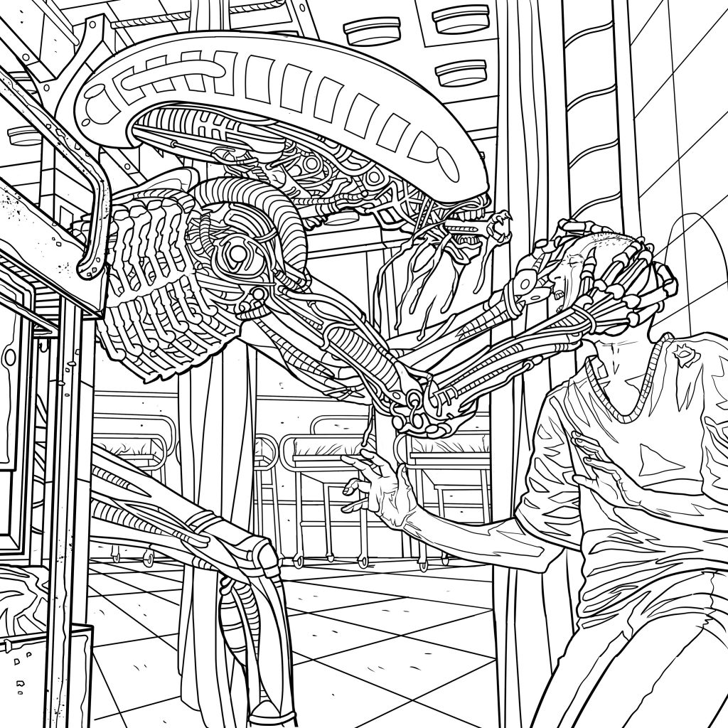1024x1024 Alien Coloring Page