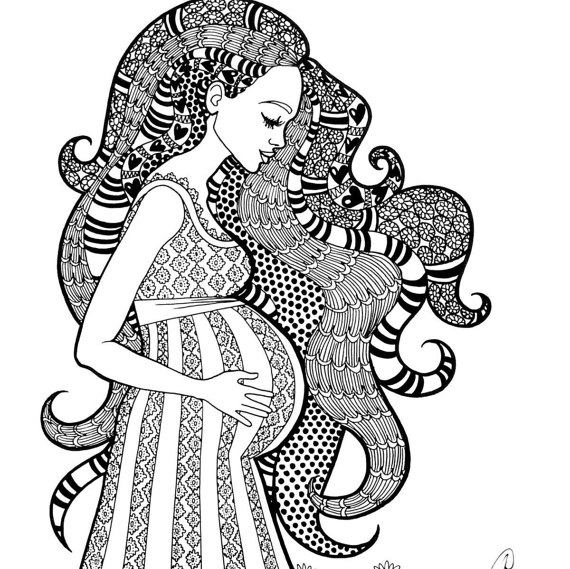 570x569 A Sweet Expectation Coloring Page Motherhood Series
