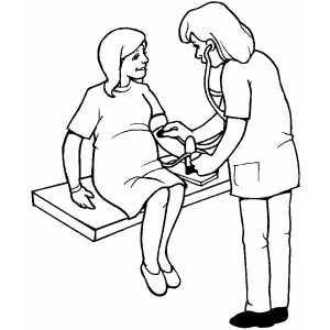 300x300 Doctor Checking Pregnant Woman Coloring Page