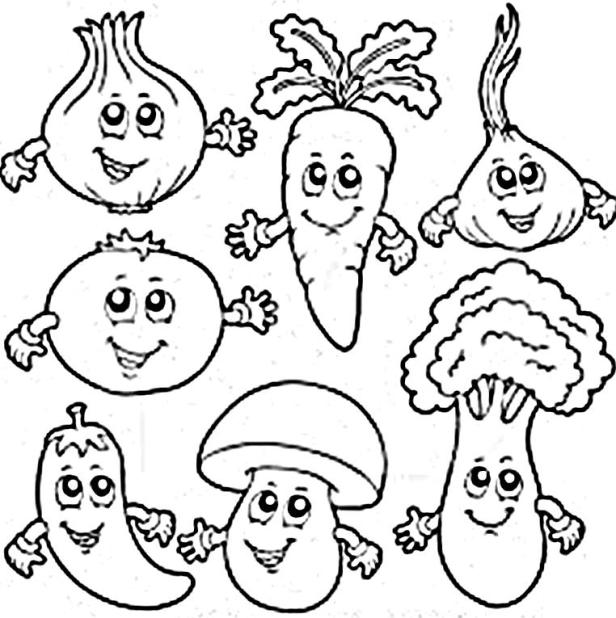 616x618 Vegetable Coloring Pages