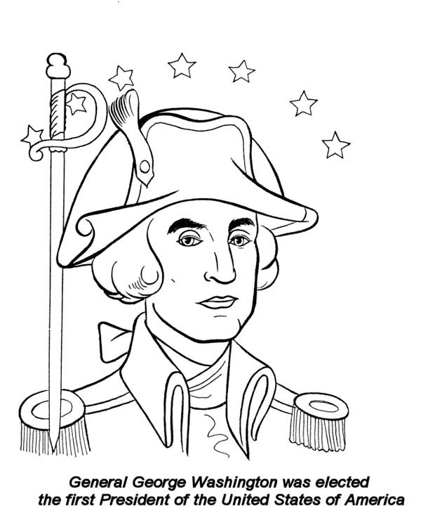 600x734 General George Washington On Presidents Day Celebration Coloring
