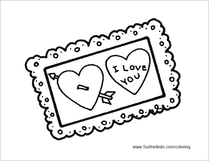 790x610 Cute Little Girl And Valentine Heart Coloring Page