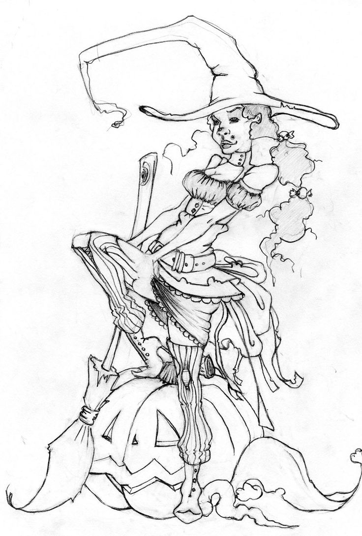 736x1090 Drawn Witch Line Art 3483640