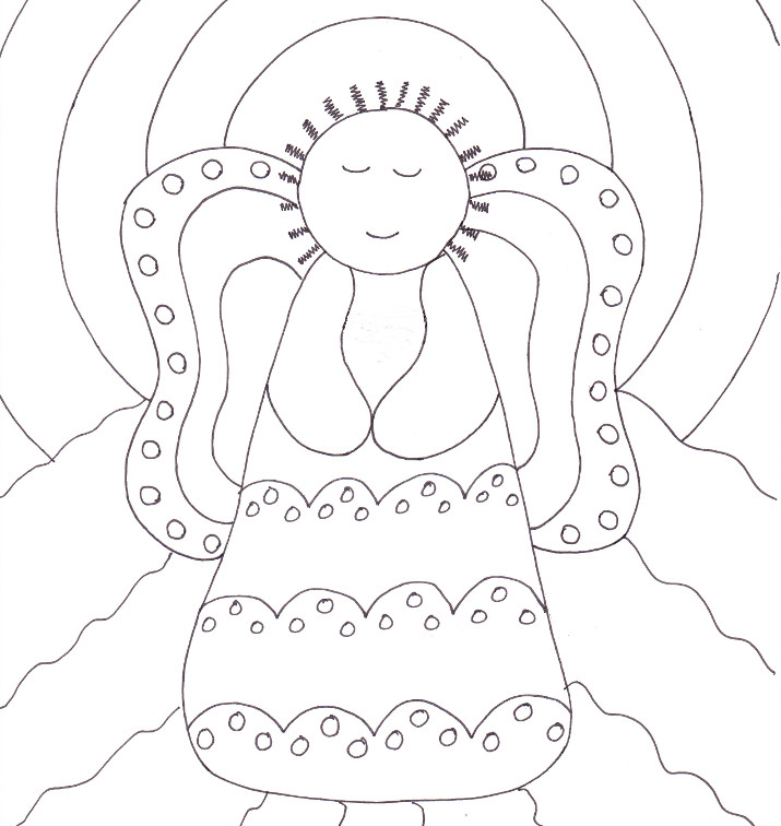 715x756 Primitive Angel Coloring Page
