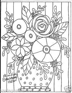 233x300 Rug Hooking Craft Paper Pattern Three Blooms Abstract Primitive