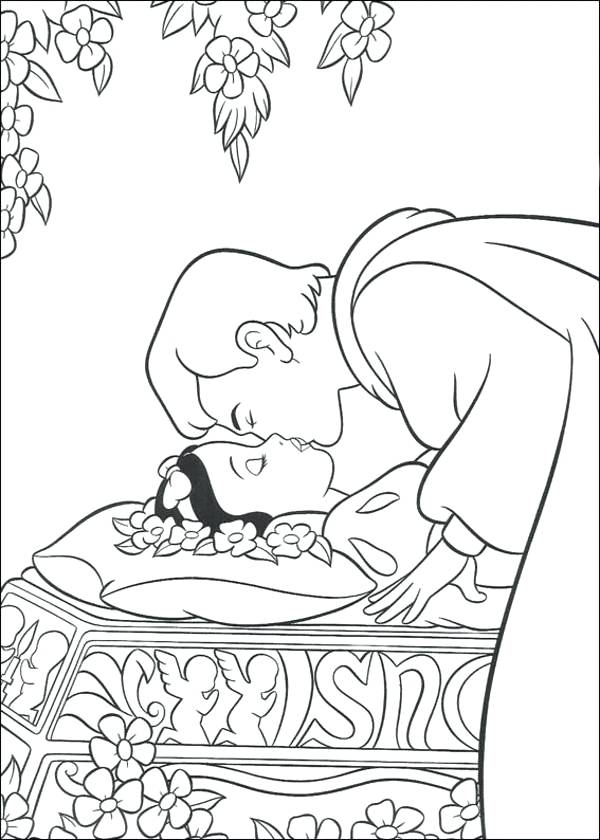 600x840 Princess And Prince Coloring Pages Prince Kissed The Princess Snow