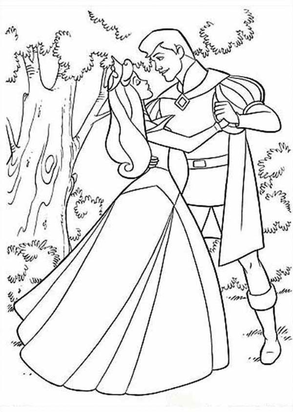 600x843 Princess Aurora And Prince Phillip Coloring Page