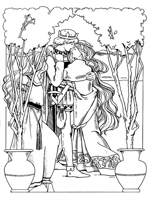 518x702 Triangle Love Scene Between A Prince And Two Princess Coloring