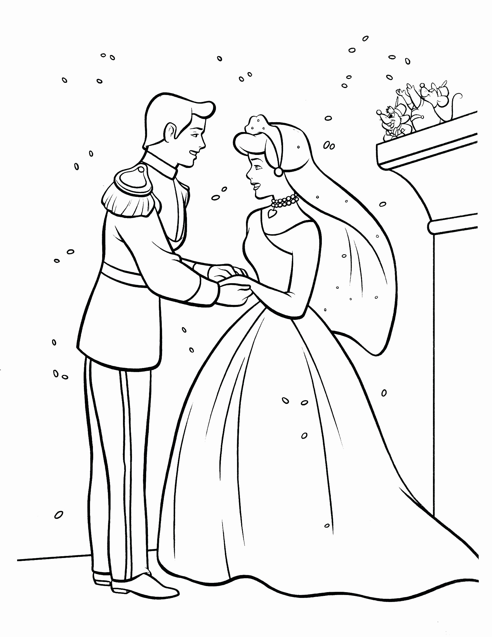 1700x2200 Coloring Coloring Pages Cinderella Mice And Prince Charming