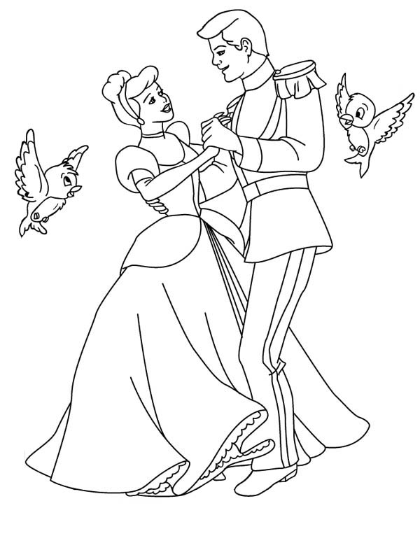 600x776 Cinderella And Prince Charming Coloring Pages