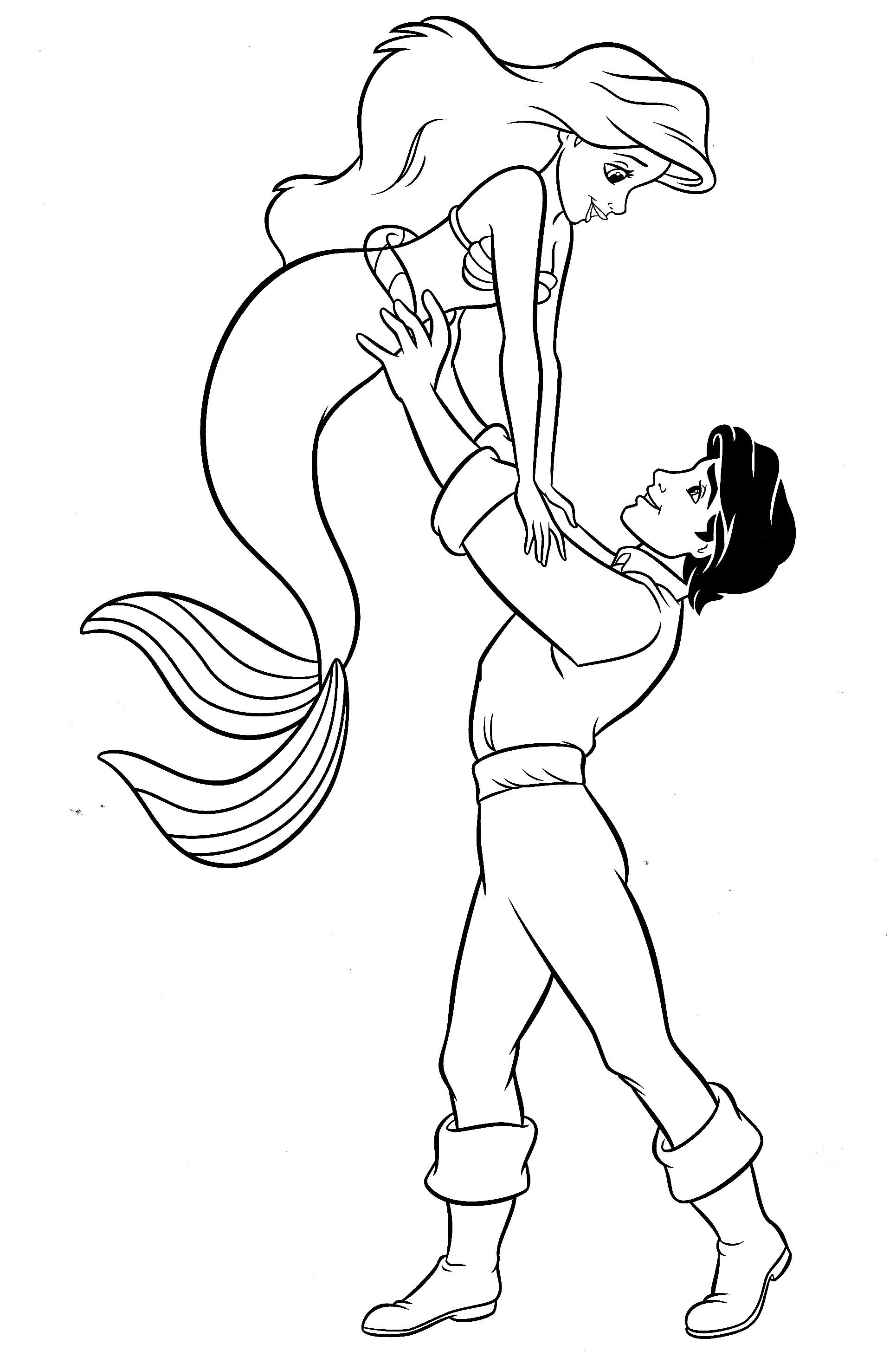 1931x2938 Princess Ariel Amp Prince Eric Coloring Pages Coloring Pages