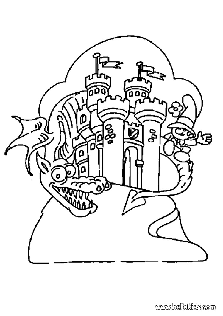 749x1060 Dragon In The Castle Coloring Pages