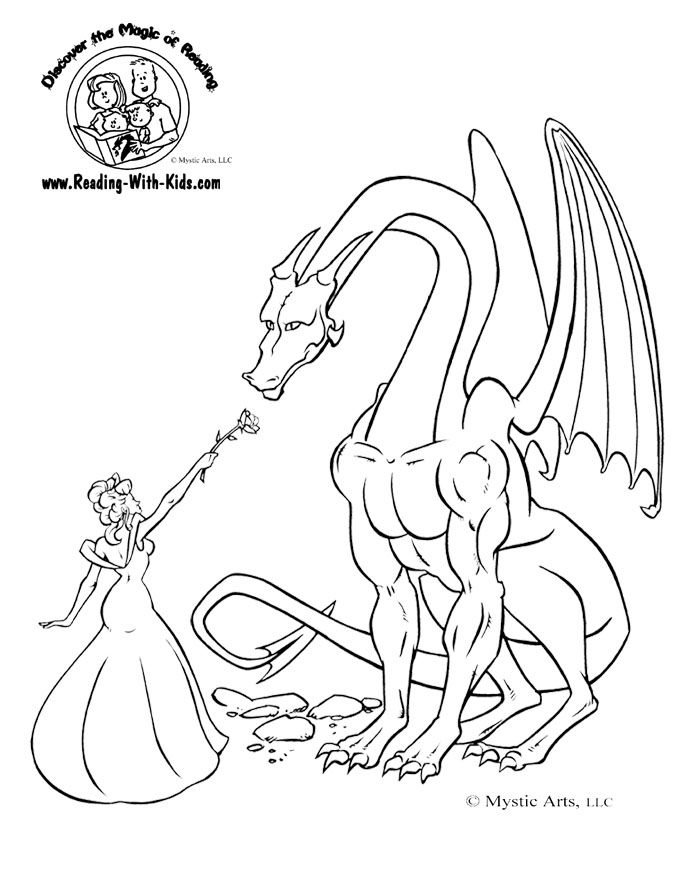 684x885 Princess Amp Dragon Colouring Page