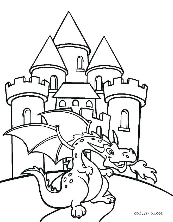 664x850 Castle And Dragon Coloring Book Vector Stock Vector Illustration
