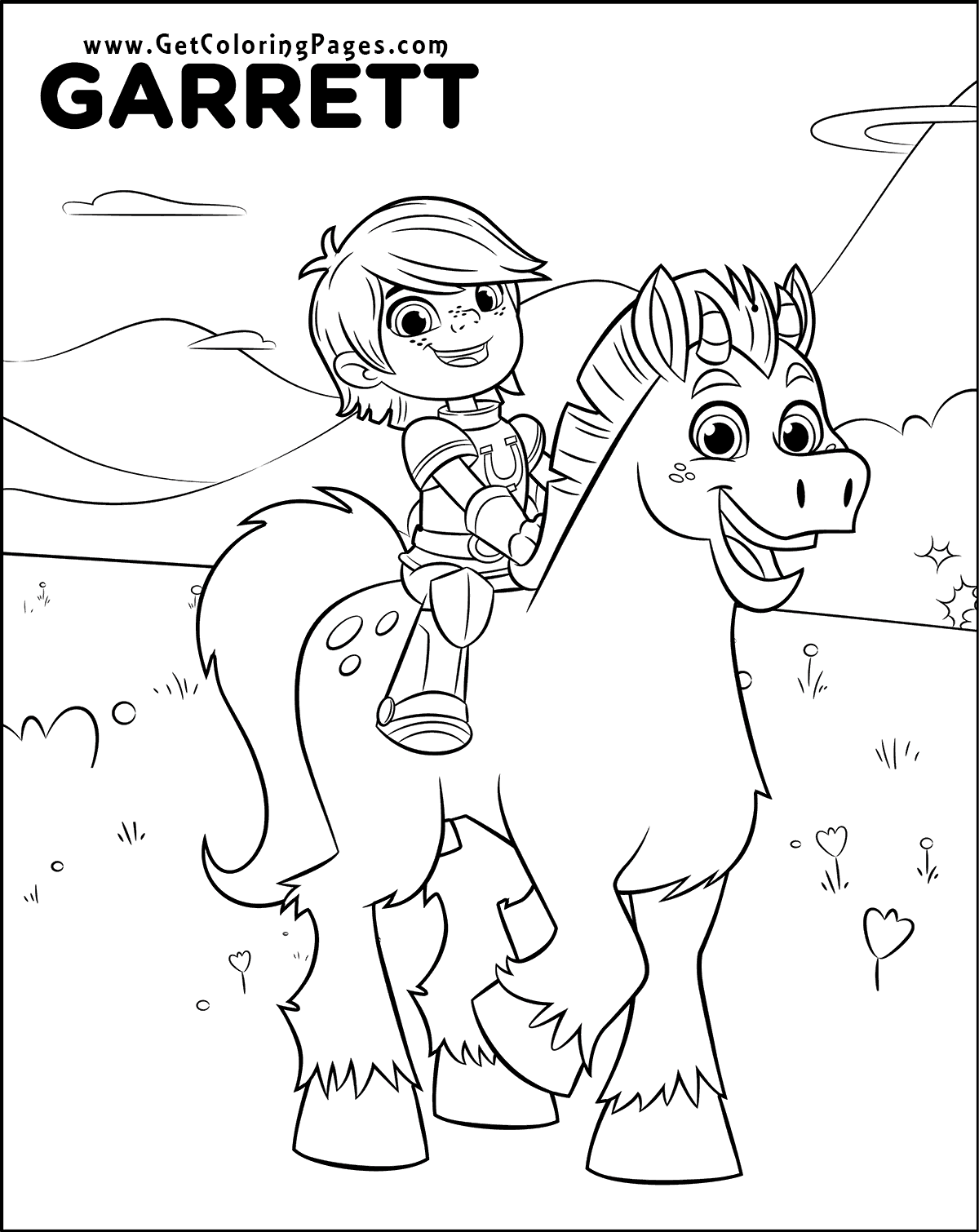 1200x1510 Sir Garret On Horse Coloring Page From Nella The Princess Knight