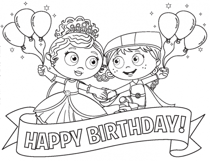 730x562 Princess Pea And Red In Super Why Happy Birthday Coloring Page