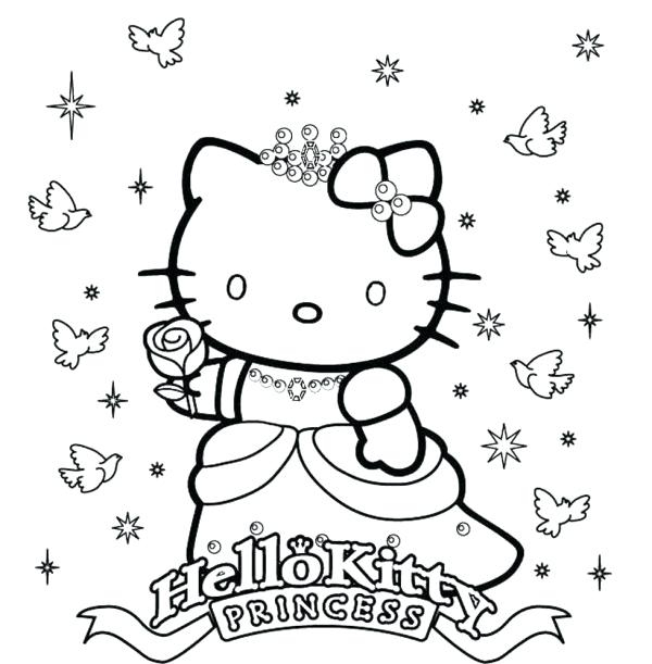 600x611 Pricess Coloring Page Princess Hello Kitty Coloring Pages Cartoon