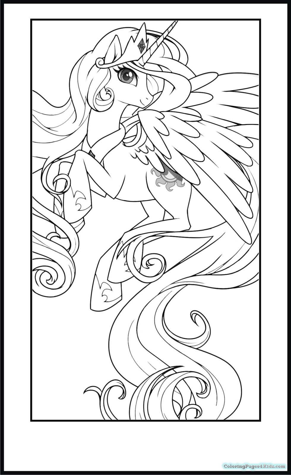 980x1600 My Little Pony Princess Celestia Coloring Pages To Print