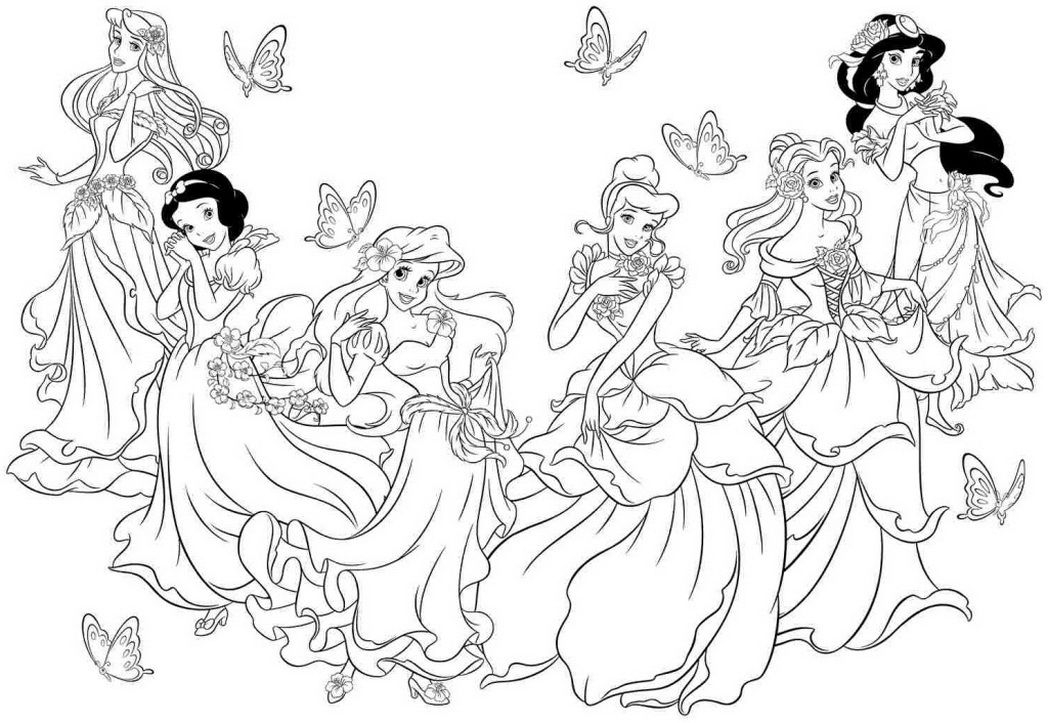 1048x723 Disney Princess Coloring Pages For Girls